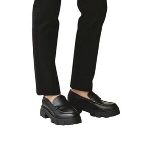 No Boundaries Womens Black Chunky Lug Sole Penny Loafers Size 7 Academia Goth